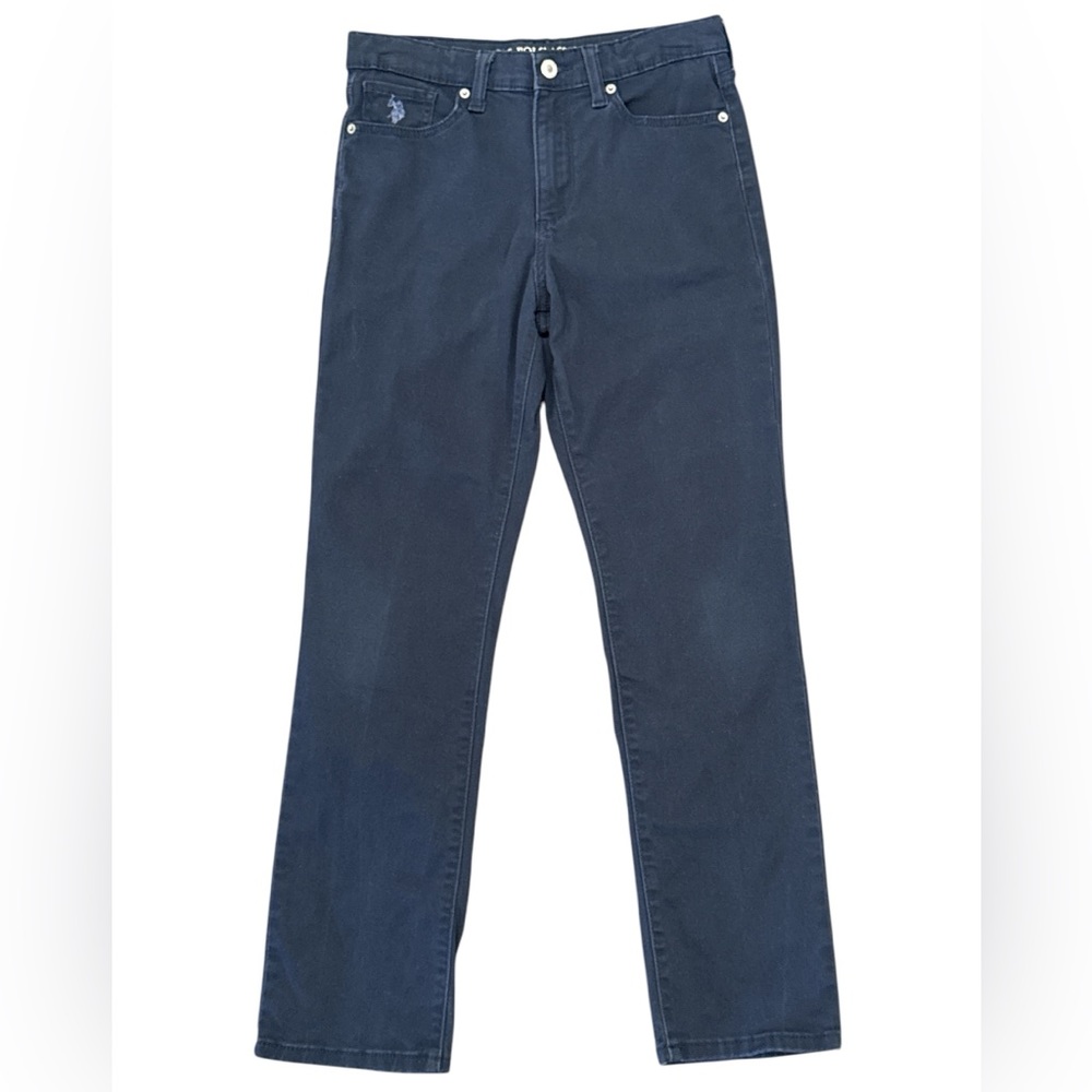 U.S. Polo Assn. Boys Navy Jeans Adjustable Waist Size 14 Stretch 5 Pocket 27.5”